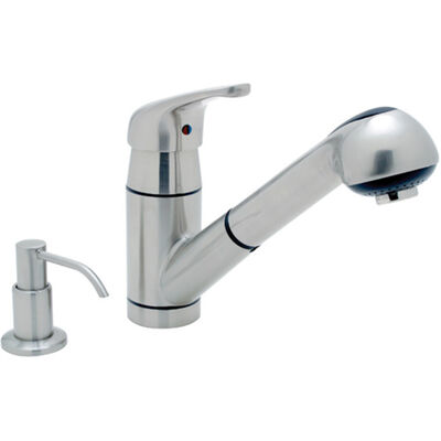 Ambassador Marine Pacifica Pull-Out Galley Kitchen Faucet with Soap Dispenser, Brushed Nickel